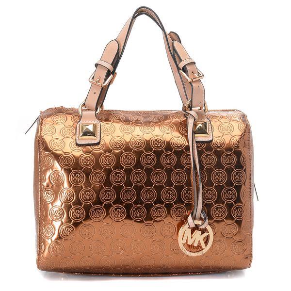 michael kors gråson medium paint skinn ransler bronze Lav Pris m0oik